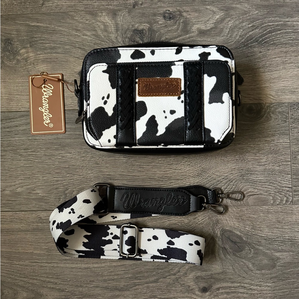 Wrangler NEW W/Tags Cow Print Crossbody with built-in wallet